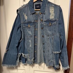 Zara Blue Distressed Jean Jacket